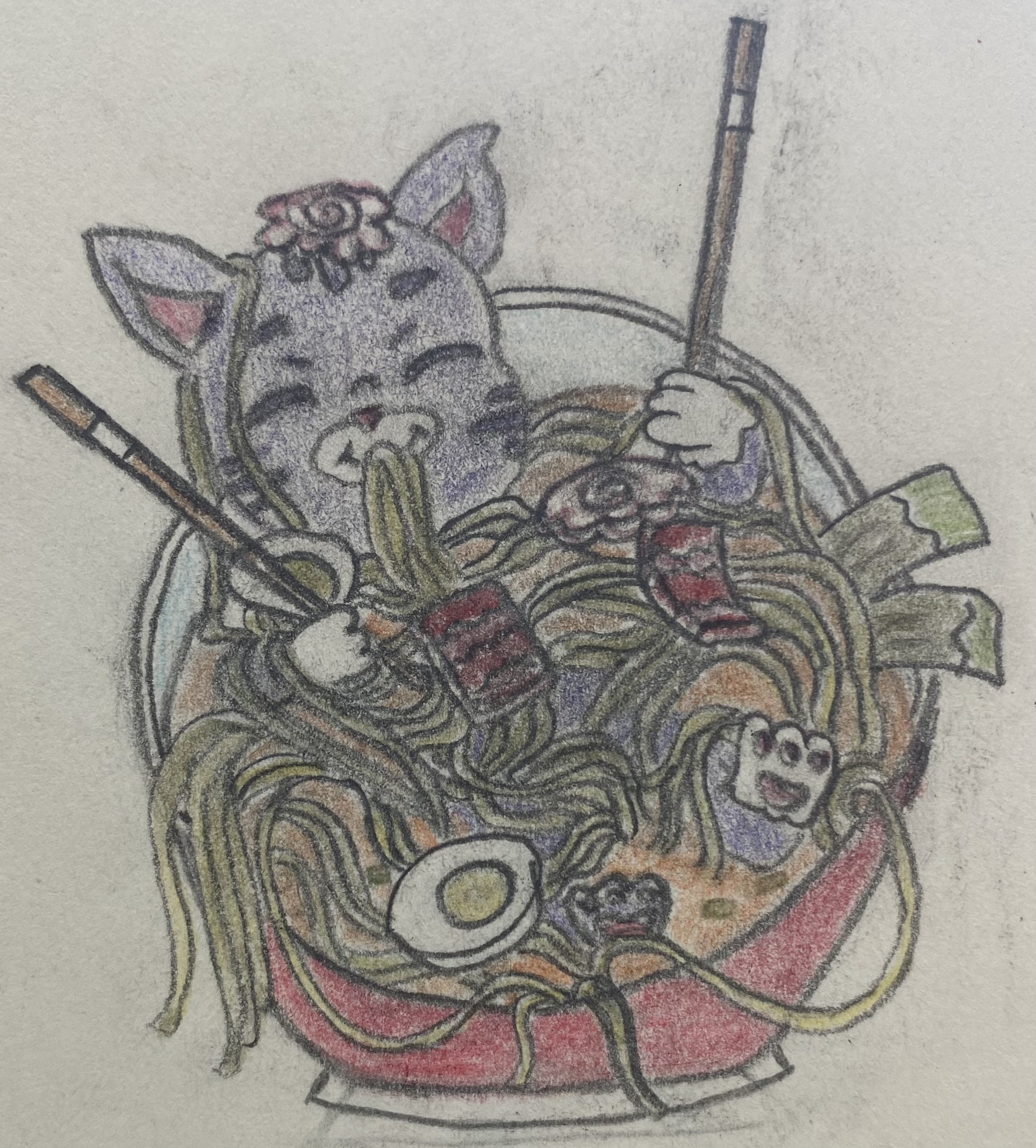 Cat in Noodles